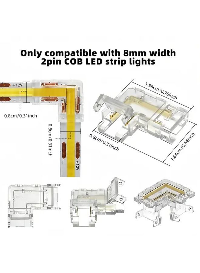 8mm Wide LED Strip Connector Kit 6pcs OB2P 8mm L and 4pcs O2P 8mm L for Single Color Strips - Image 3